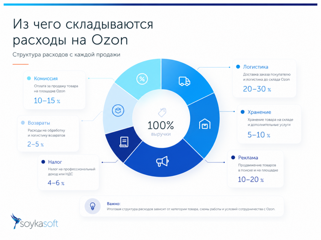 структура расходов на ozon - инфографика